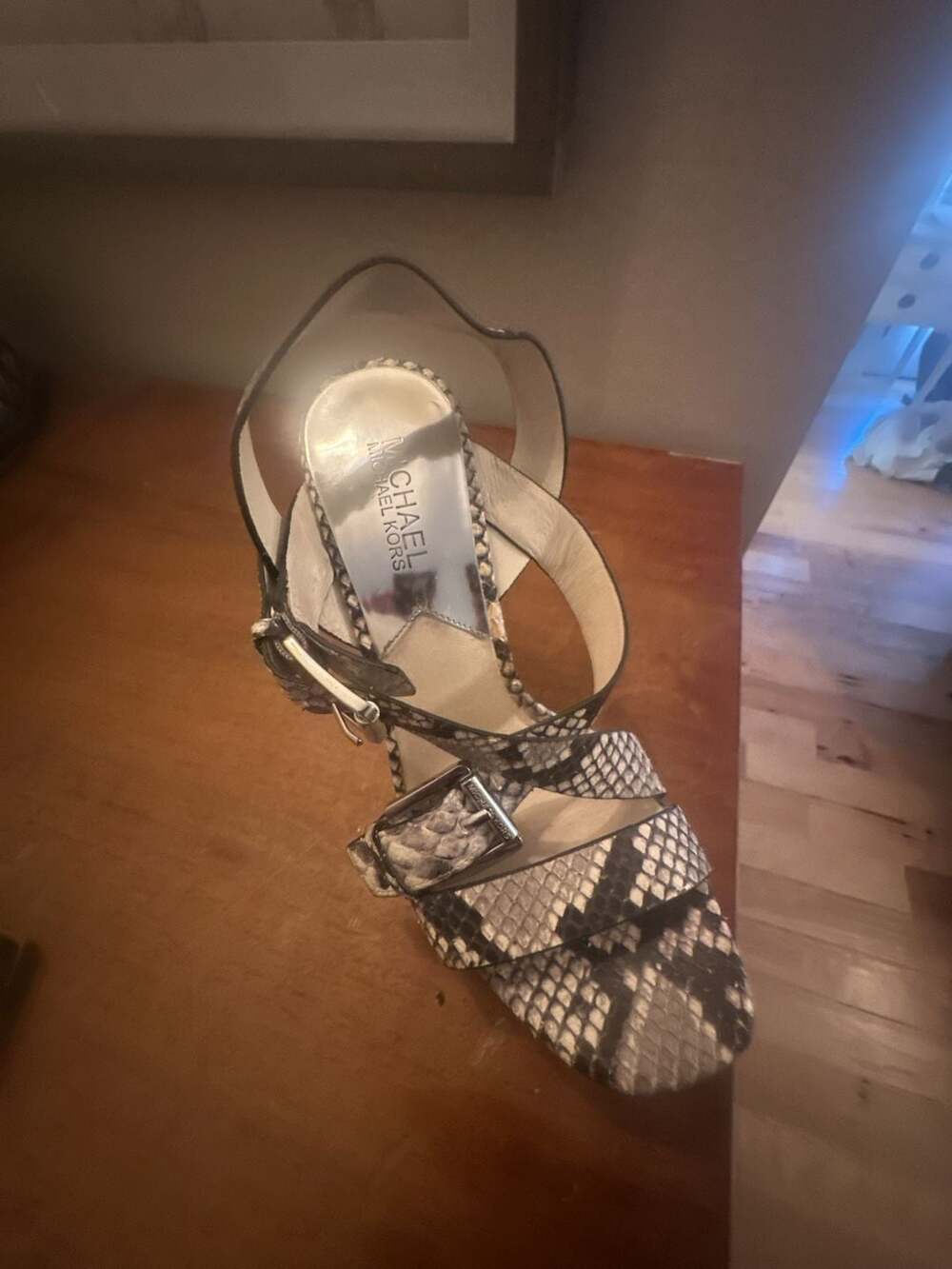 Michael Kors Snake Print Platform Buckle Heels